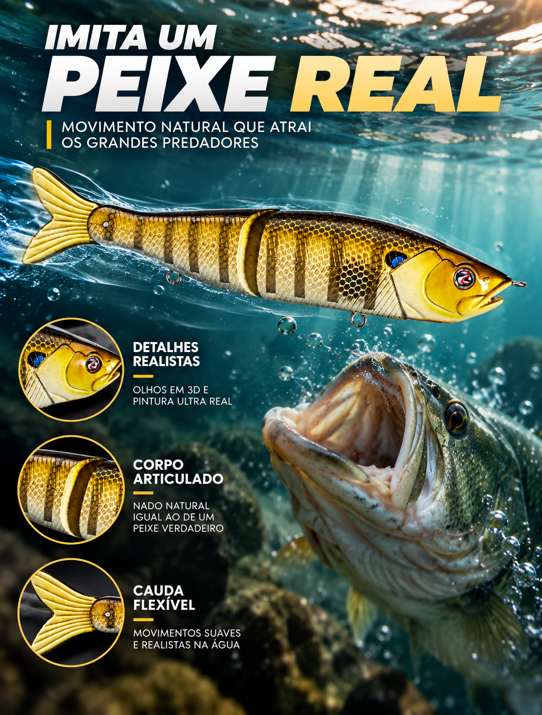 River2Sea S-Waver 168S Glide Bait – Isca Artificial Articulada Bluegill