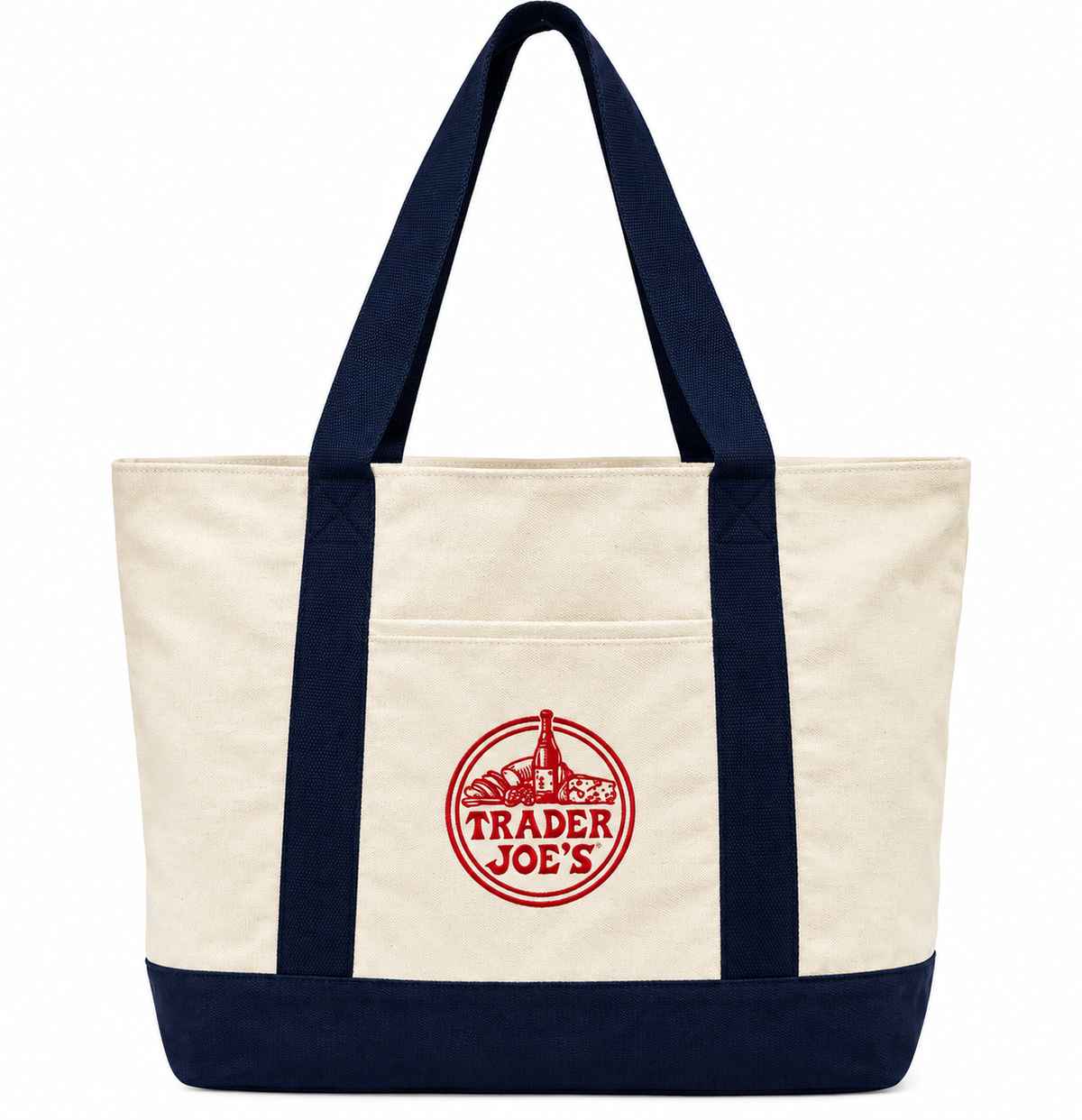 Trader Joe’s Tote Bag Navy Blue – Bolsa de Lona Grande Original