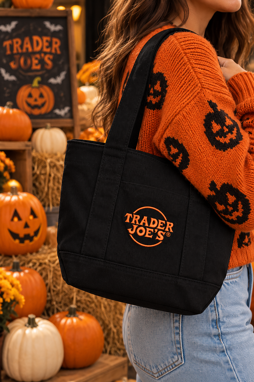 Trader Joe's Mini Canvas Tote Bag Black Halloween Edition 2026
