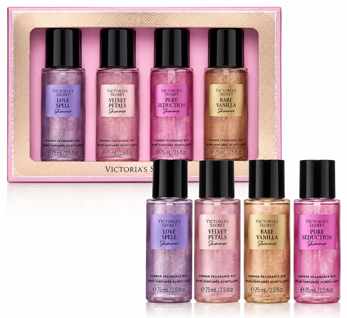 Victoria's Secret Best of Shimmer Mist Gift Set 4 Mini Body Mists 75 ml
