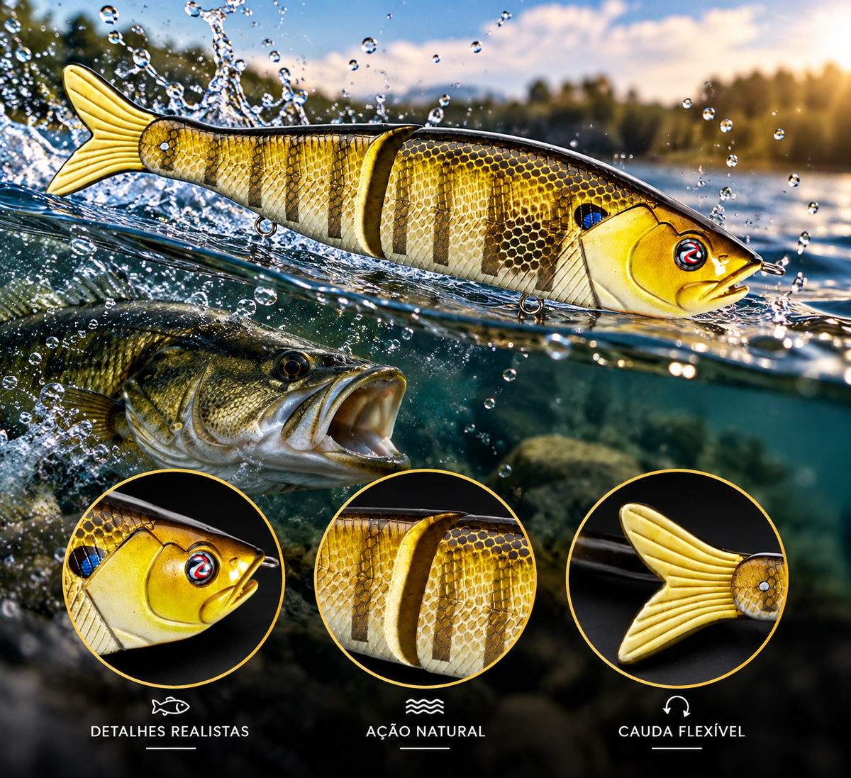 River2Sea S-Waver 168S Glide Bait – Isca Artificial Articulada Bluegill