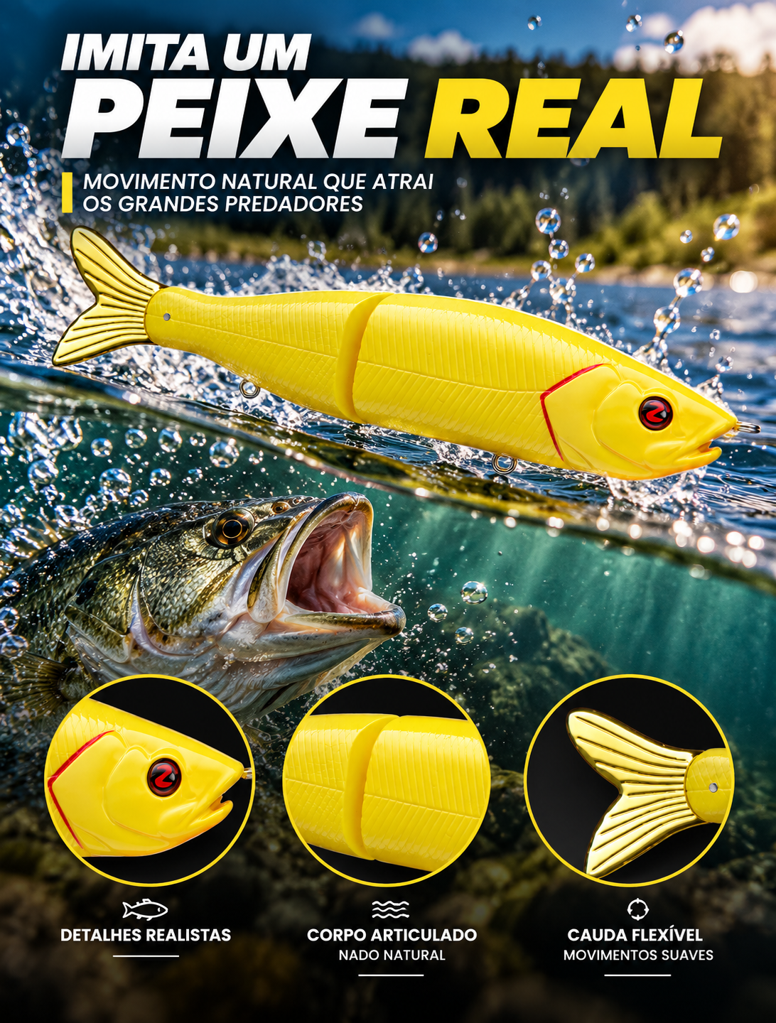 River2Sea S-Waver 168S Glide Bait – Isca Artificial Articulada Bone