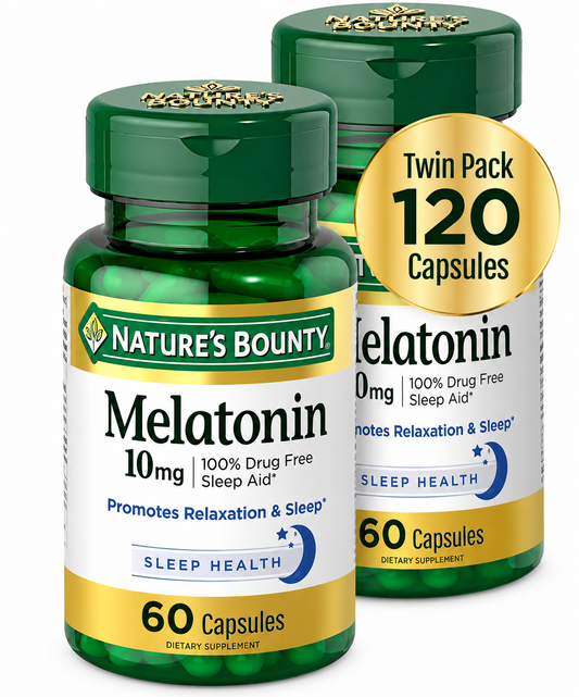 Nature’s Bounty Melatonina 10 mg – Kit 2 Frascos com 60 Cápsulas Cada (120 Cápsulas)