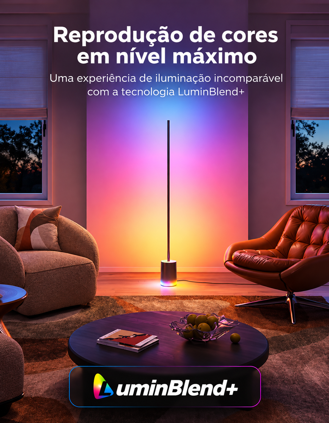 Govee Floor Lamp 3 LuminBlend+ Luminária de Piso LED Inteligente RGBWWIC 2100 Lumens Preto