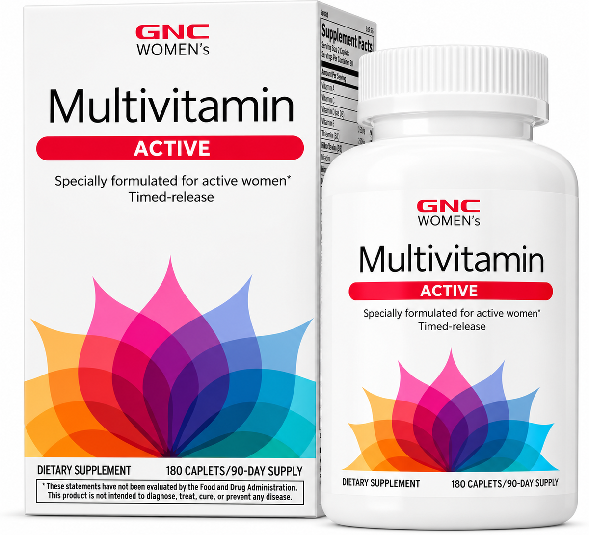 GNC Women's Active Multivitamin – Multivitamínico Feminino para Mulheres Ativas – 180 Comprimidos