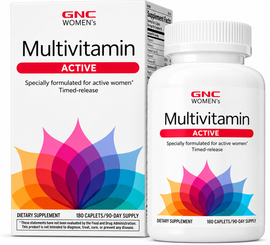 GNC Women's Active Multivitamin – Multivitamínico Feminino para Mulheres Ativas – 180 Comprimidos
