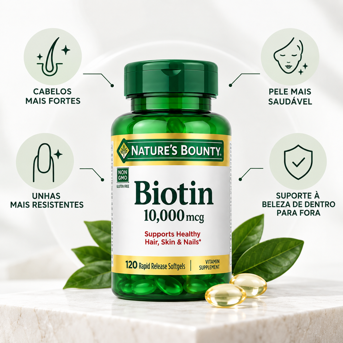 Nature’s Bounty Biotin 10.000 mcg – 120 Softgels