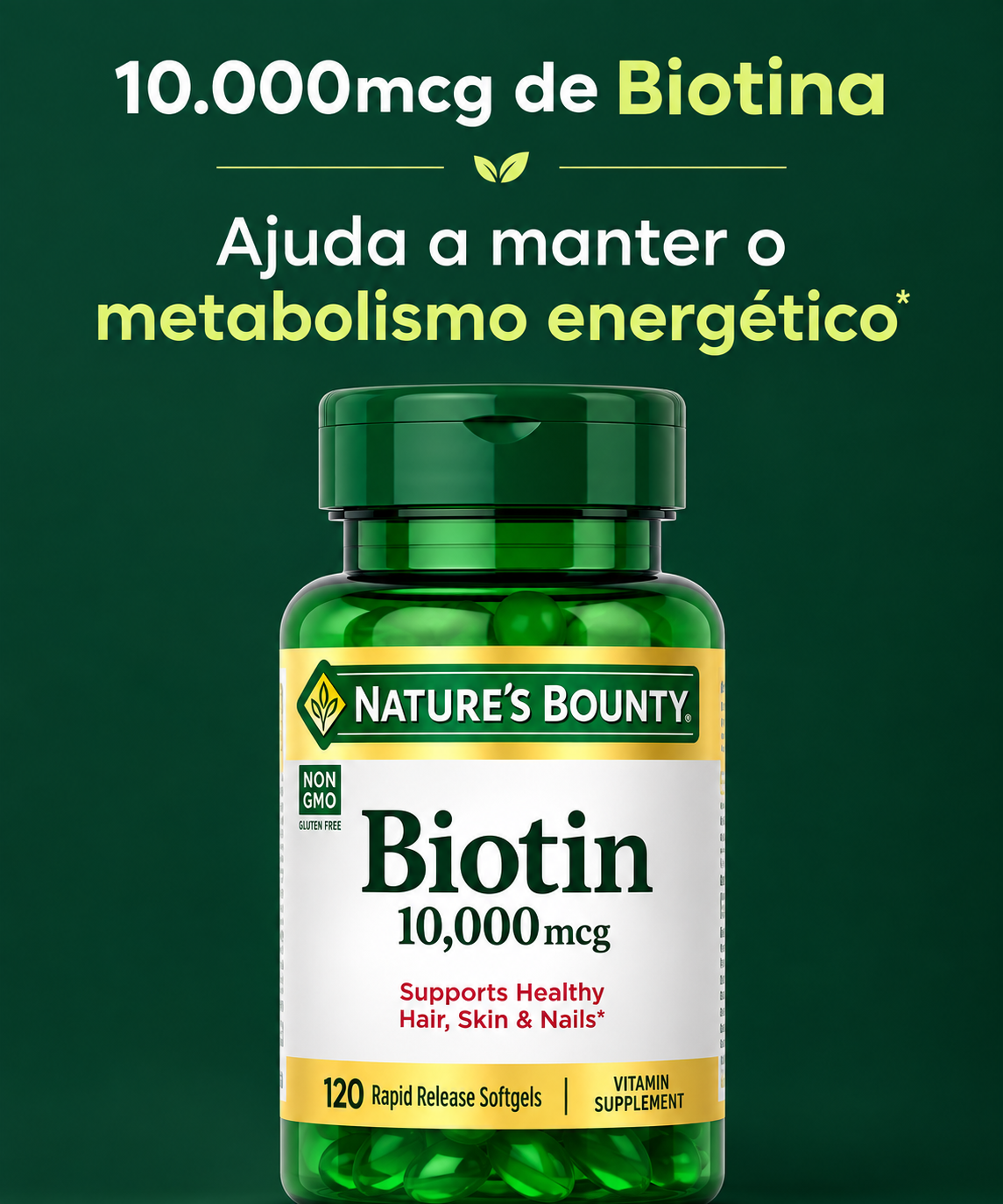Nature’s Bounty Biotin 10.000 mcg – 120 Softgels