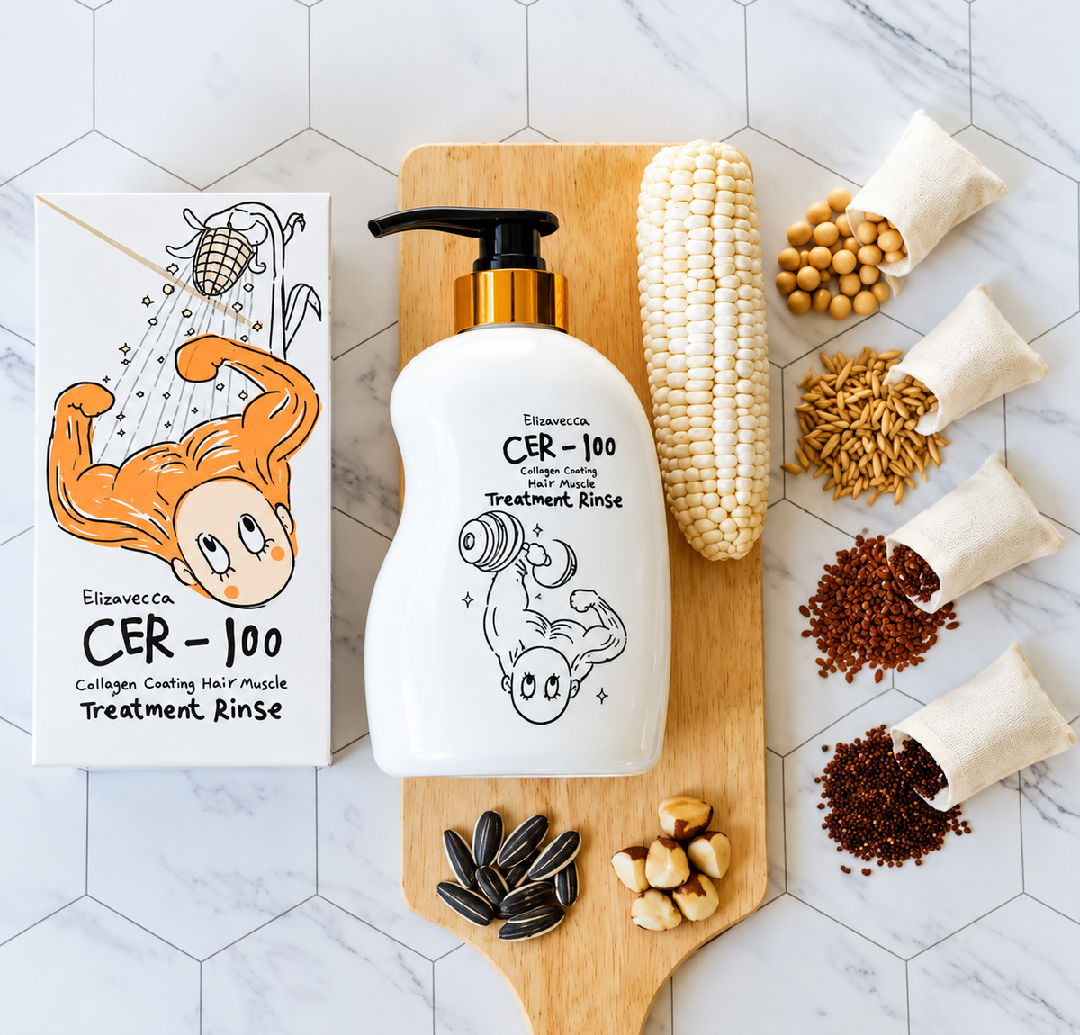 Tratamento Elizavecca CER-100 Collagen Coating Hair A+ Muscle Treatment Rinse 500ml