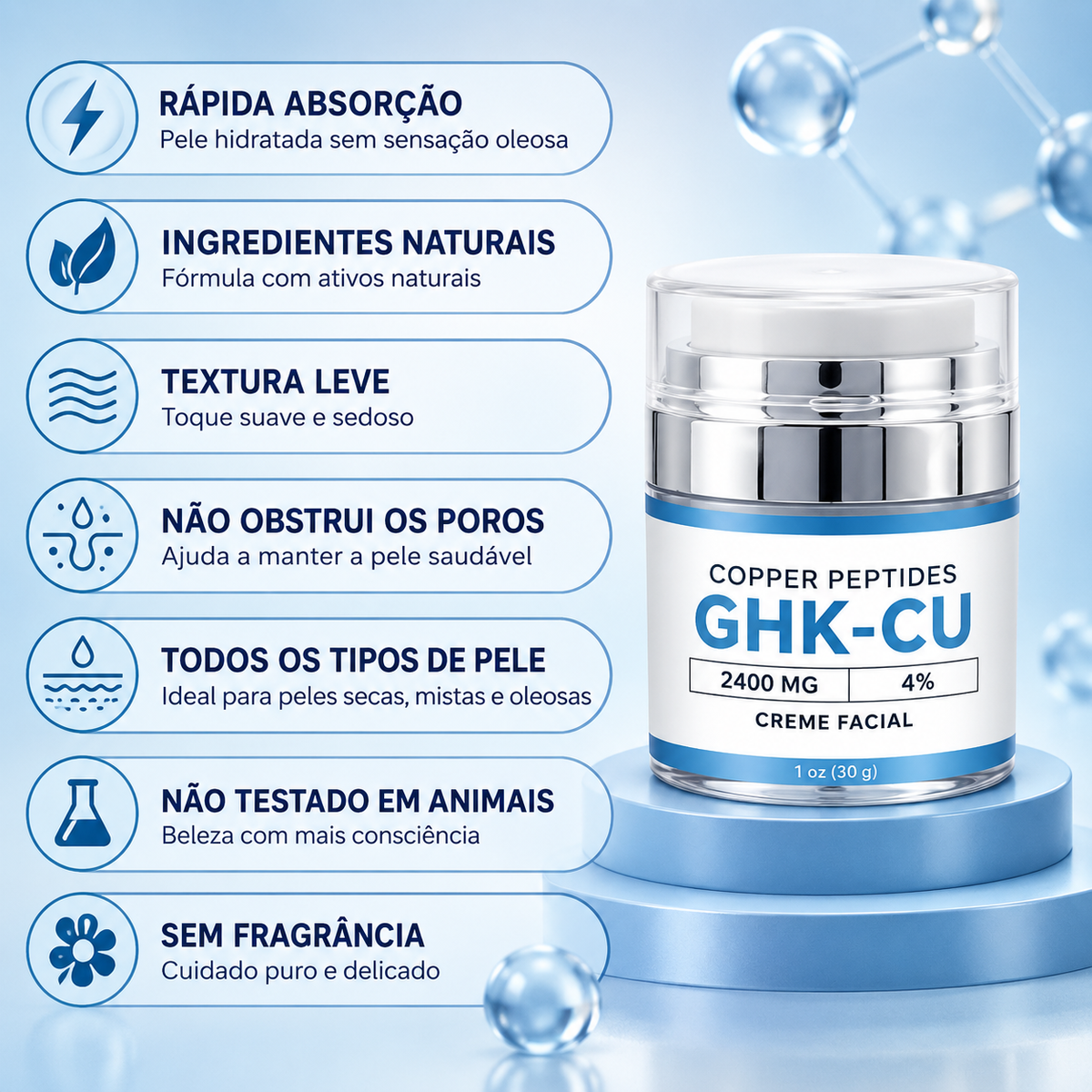 Creme Facial QUBIT GHK-Cu Copper Peptide 30g