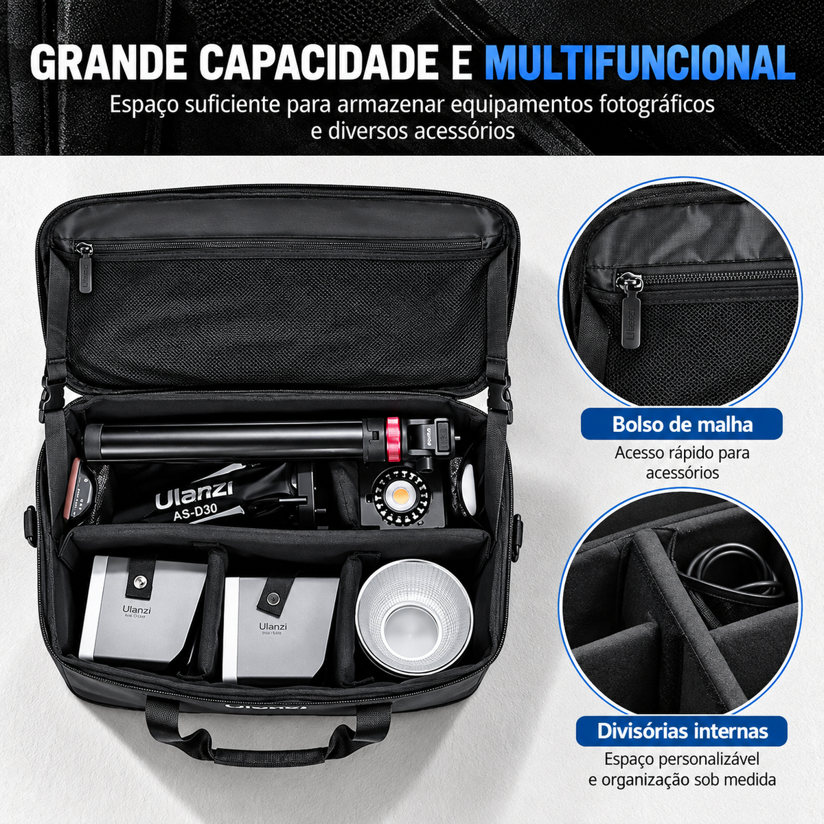 ULANZI OM-01 Bolsa Profissional para Equipamentos Fotográficos e Iluminação