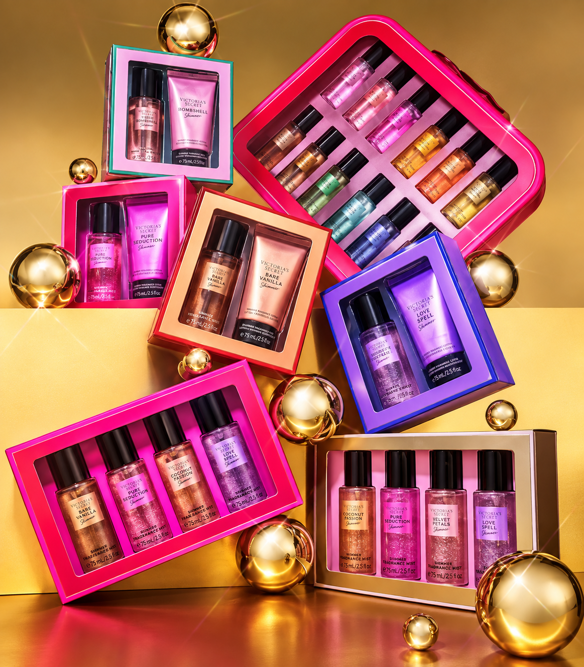 Victoria's Secret Best of Shimmer Mist Gift Set 4 Mini Body Mists 75 ml